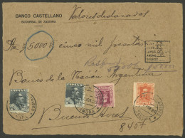 SPAIN: Cover Front With DECLARED VALUE Of 5,000 Ptas. Sent From Zamora To Argentina On 7/AP/1926 Franked With 2.55 Ptas. - Sonstige & Ohne Zuordnung