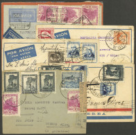 SPAIN: 5 Airmail Covers Sent To Argentina Between 1934 And 1939, By Air France. One Censored, Nice Postages, Some With S - Other & Unclassified