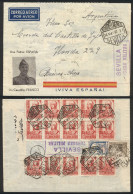 SPAIN: 24/MAY/1937 Sevilla - Buenos Aires, Patriotic Francoist Cover Sent By Airmail With Attractive Postage On Back, An - Sonstige & Ohne Zuordnung