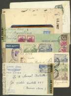 SPAIN: 7 Covers (almost All Airmail) Sent To Argentina Between 1939 And 1944, All CENSORED, Some Of Very Fine Quality, A - Sonstige & Ohne Zuordnung