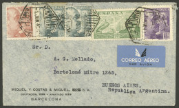 SPAIN: 1/JUN/1940 Barcelona - Argentina, Airmail Cover Franked With 6.90Ptas., Censored On Back, VF Quality! - Other & Unclassified