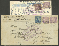 UNITED STATES: 23/OC/1928 New Rochelle - Germany, Postcard + Cover Sent Via ZEPPELIN Franked With 53c. And $1.05, Good O - Other & Unclassified