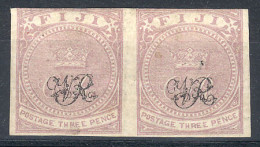 FIJI: Sc.38, IMPERFORATE Pair Without The Surcharge "4 Pence", Mint With Gum And Lightly Hinged, Excellent Quality!" - Fidji (...-1970)