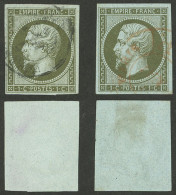 FRANCE: Yvert 11, 1860 1c. Olive, And Light Olive, Good Margins, Very Fresh, Very Fine Quality! - Other & Unclassified