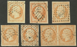 FRANCE: Yv.16, 1853 Napoleon 40c. Imperforate, 7 Used Examples, Including Good Cancels, One Pair, Varied Shades, Very At - Autres & Non Classés