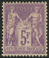 FRANCE: Yvert 95, 1877/80 5Fr. Violet On Lilac, Lightly Hinged, Very Fine Quality, Catalog Value Euros 600 - Other & Unclassified