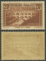 FRANCE: Yvert 262c, 1929/31 20Fr. "Pont Du Gard" Type IIA, Mint With Very Light Hinge Mark, Excellent Quality!" - Autres & Non Classés