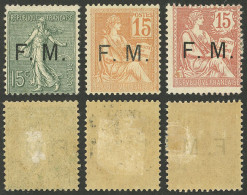 FRANCE: Yvert 1/3, 1901/4 Complete Set Of 3 Mint Values, Hinged, Good Fronts! - Autres & Non Classés