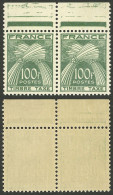 FRANCE: Yvert 89, 1946/55 100Fr. Green, High Value Of The Set In MNH Pair, Excellent Quality! - Other & Unclassified