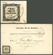 FRANCE: Official Letter Sent To Lyon On 20/FE/1872 With A Postage Due Stamp Of 25c. (Yvert 5), VF Quality! - Sonstige & Ohne Zuordnung