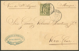 FRANCE: 20/AU/1878 Bordeaux - Mexico, Folded Cover Sent "via De St. Nazaire" Franked With 1Fr. Peace & Commerce Type I ( - Sonstige & Ohne Zuordnung