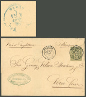 FRANCE: 30/SE/1878 Bordeaux - Mexico, Folded Cover Sent "via England" Franked With 1Fr. Peace & Commerce Type I (Sc.76 A - Autres & Non Classés