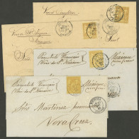 FRANCE: 4 Folded Covers Sent From Bordeaux To Mexico Between 1881 And 1883, All Franked With 25c. (Sc.99), 3 Of The Cove - Other & Unclassified