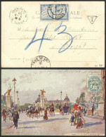 FRANCE: Postcard Sent From Paris To Royat On 3/AU/1903 Franked With 5c. (on The View Side) And Postage Due Stamps For 10 - Altri & Non Classificati