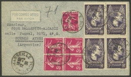 FRANCE: 12/MAR/1938 Marseille - Argentina, Airmail Cover With Very Attractive Postage Of 12.25Fr., Buenos Aires Arrival  - Other & Unclassified