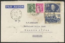 FRANCE: Airmail Cover Sent From Bordeaux To Argentina On 28/JA/1939 With Attractive Postage Of 56.25Fr. Including Sc.348 - Altri & Non Classificati