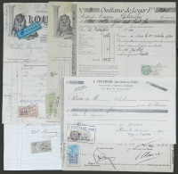 FRANCE: 6 Old Commercial Invoices With Revenue Stamps, Very Nice! - Otros & Sin Clasificación