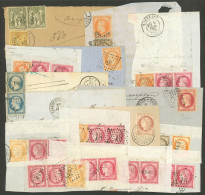 FRANCE: Envelope Containing A Good Lot Of Old Stamps On Fragments, Very Interesting, Very Fine Quality, Low Start! - Autres & Non Classés