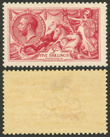 GREAT BRITAIN: Sc.174a, 1915 5s. Carmine, Mint Lightly Hinged, Very Fine Quality! - Other & Unclassified