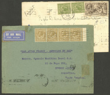 GREAT BRITAIN: 2 Airmail Covers Sent To Argentina In 1932 And 1934 By Air France, On Back There Are Transit Marks Of Tou - Otros & Sin Clasificación