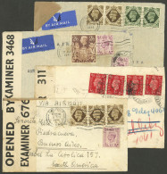 GREAT BRITAIN: CENSORED: 4 Covers (3 Airmail) Sent To Argentina Between 1941 And 1943, All Censored, Some With Minor Fau - Sonstige & Ohne Zuordnung