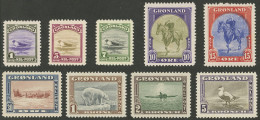 GREENLAND: Yvert 10/18, 1945 Complete Set Of 9 MNH Values, Very Fine Quality! - Other & Unclassified