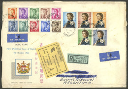 HONG KONG: Sc.203/217, 1962 Elizabeth II, Complete Set Of 15 Values On A FDC Cover Sent By Registered Airmail Cover To A - Other & Unclassified