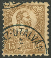 HUNGARY: Yvert 5, 1871 15k. Bistre, Lithographed, Very Nice Example! - Other & Unclassified