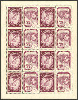 HUNGARY: Yvert 1315, 1959 Philatelic Exposition, Sheet With 8 Stamps + 8 Cinderellas, MNH, With A Central Crease Along T - Other & Unclassified