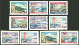 HUNGARY: Sc.1908/1911, 1968/9 Lakes / Ships / Landscapes, Complete Set Of 5 Values, Perforated And IMPERFORATE, MNH, Exc - Altri & Non Classificati