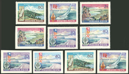 HUNGARY: Sc.1908/1911, 1968/9 Lakes / Ships / Landscapes, Complete Set Of 5 Values, Perforated And IMPERFORATE, MNH, Exc - Other & Unclassified
