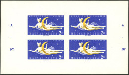 HUNGARY: Yvert 38, 1961 "Venus And The Moon", IMPERFORATE S.sheet Of 4 Values, MNH, Excellent Quality!" - Sonstige & Ohne Zuordnung