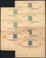 PORTUGUESE INDIA: 7 Old Postal Cards Of ¼t., 1t. And Overprintred Of 3t., Unused, Some With Minor Defects. With Some Var - Inde Portugaise