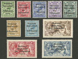 IRELAND: Sc.1/8 (without 7) + 12/14, 1922 10 Stamps Of The Set Of 11 Printed By Dollard Ltd., Only The 9p Value (Sc.7) I - Sonstige & Ohne Zuordnung