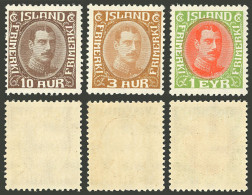 ICELAND: Sc.176/177 + 181, 1931/3 3 Values Of The Set Including The 10a. Chocolate, MNH, Excellent Quality! - Sonstige & Ohne Zuordnung