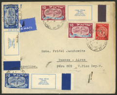 ISRAEL: 27/OC/1948 Tel-Aviv - Argentina, Airmail Cover With Handsome Postage (one Stamp Of 20c. With A Torn Corner), On  - Other & Unclassified
