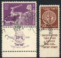 ISRAEL: 2 Old Used Stamps, With Complete Tabs, VF Quality, Low Start! - Other & Unclassified