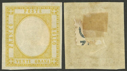 ITALY: Sc.26, 1861 20g. Yellow, Mint Original Gum With Hinge Trace And Small Adherence, VF Quality! - Unclassified
