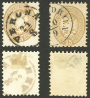 ITALY: Sc.24, 1864/5 15s. Yellowish Chestnut, 2 Used Examples With Different Cancels, Very Fine Quality! - Lombardo-Vénétie