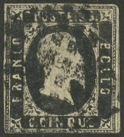 ITALY: Sc.1, 1851 5c. Black, Used, Good Example! - Sardegna
