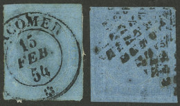 ITALY: Sc.5, 1853 20c. Blue, 2 Examples In Different Shades, Very Fine Quality! - Sardinien