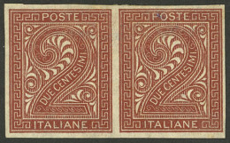 ITALY: Sc.25a, 1863/77 2c. IMPERFORATE PAIR, Very Fine Quality! - Ohne Zuordnung