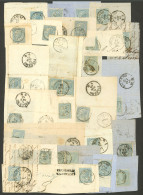 ITALY: Sc.29, 1863 15c. Blue, About 75 Fragments Of Folded Covers With Singles And A Few Multiples, All Used Between 186 - Unclassified