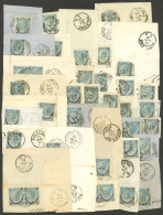 ITALY: Sc.34, 1865 20c. Provisional, About 87 Fragments Of Folded Covers With Singles And A Few Multiples. There Are Rar - Unclassified