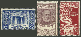 ITALY: Sc.140/142, 1922 Mazzini, Complete Set Of 3 MNH Values, VF Quality! - Sin Clasificación