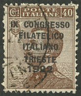 ITALY: Sc.142D, 1922 Philatelic Congress 40c. Brown, Used, Excellent! - Ohne Zuordnung