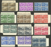 ITALY: Yvert 518/529, 1948 Risorgimento, Cmpl. Set Of 12 Values In MNH Blocks Of 4 Of Excellent Quality! - Non Classés