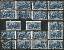 ITALY: Yvert 527, 1948 Risorgimento 100L., 19 Used Examples, VF General Quality, Catalog Value Euros 570 - Ohne Zuordnung
