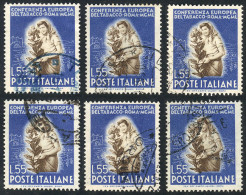 ITALY: Yvert 569, 1950 Tobacco 55L., 6 Used Examples, VF Quality, Catalog Value Euros 240 - Ohne Zuordnung