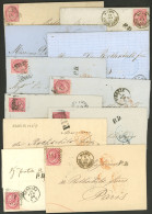 ITALY: 11 Entire Letters Sent To Paris Between 1866 And 1873, All Franked With 60c. (Sc.32), Attractive Postal Marks, Ex - Non Classificati